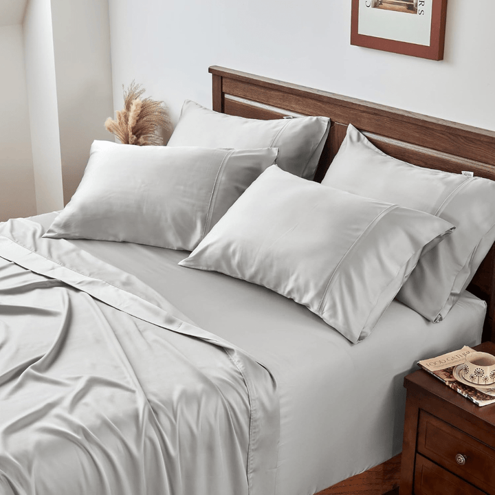 GOKOTTA Bamboo Bed Sheets Set - AllSeason - Extra 24 “ Deep Pocket, Grey