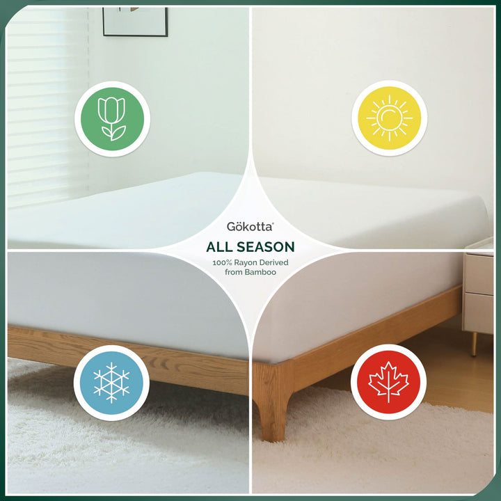 Bamboo Fitted Sheet Only - Extra Deep Pocket, Bright White - GOKOTTA