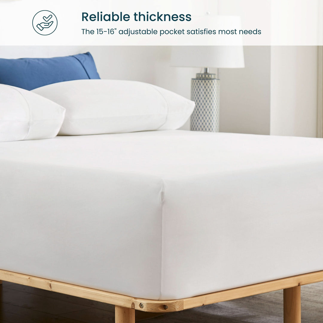 Bamboo Fitted Sheet & Pillowcase Set, Bright White - GOKOTTA