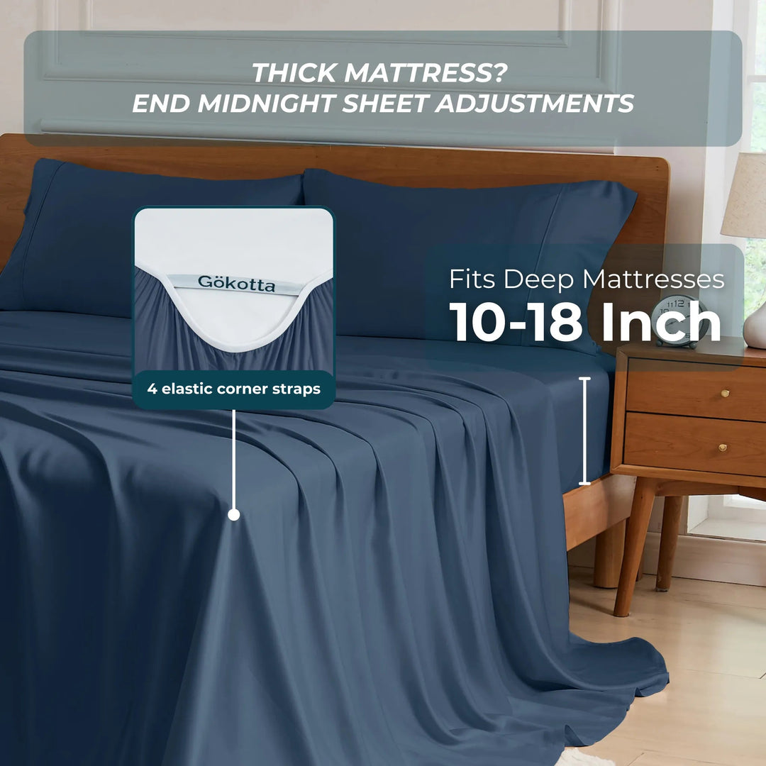 GOKOTTA Cooling Bamboo Sheet Set 16" Deep Hot Sleepers