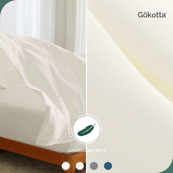 Luxury Bamboo Sheets Set - Extra Deep Pocket, Cream White - GOKOTTA