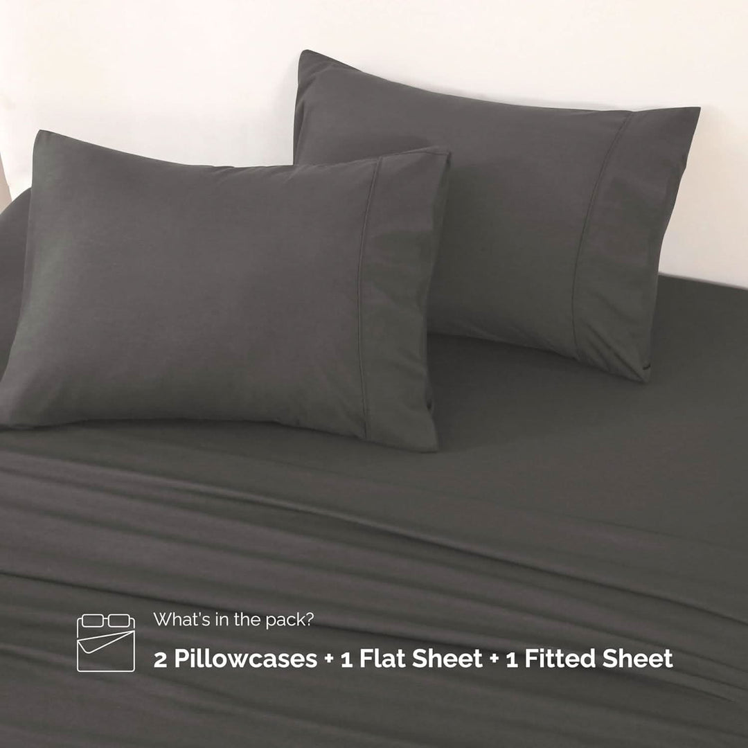 Ultra Soft Brushed Microfiber Bed Sheets Set, Dark Grey - GOKOTTA