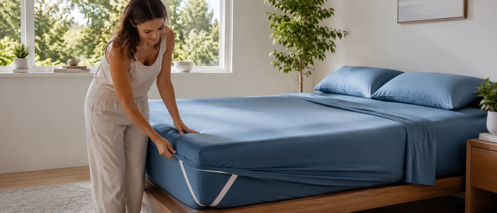 The Best Fitted Sheet Fix If Your Mattress Topper Makes the Bed Sleep Hot - GOKOTTA