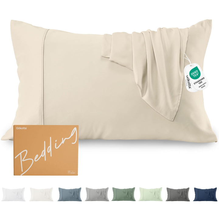 Cooling Bamboo Pillowcases Set, Light Beige