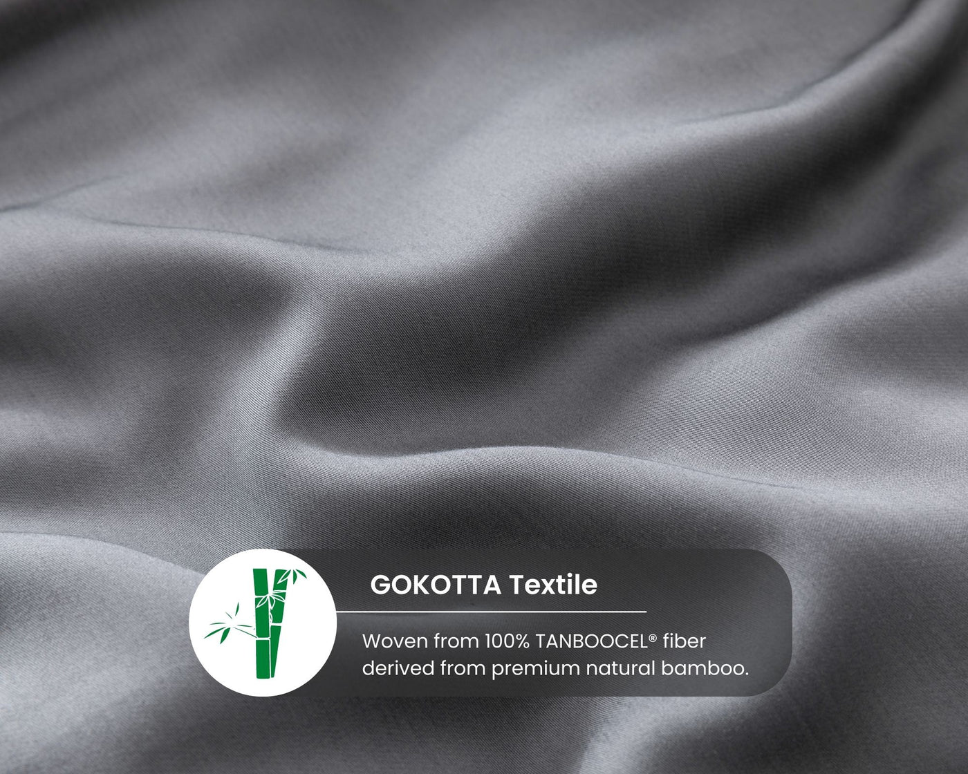 GOKOTTA 100% Rayon from Bamboo Cooling Duvet Cover Set 3PCS, Dark Grey