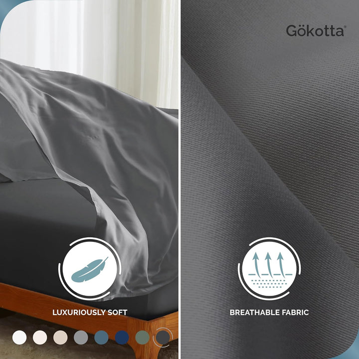 GOKOTTA Fitted Sheet Only-BreezeComfort, Dark Grey