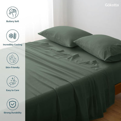 GOKOTTA Bamboo Sheet Set - BreezeComfort, Green