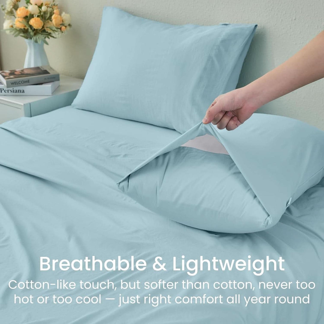 Ultra Soft Brushed Microfiber Bed Sheets Set, Baby Blue
