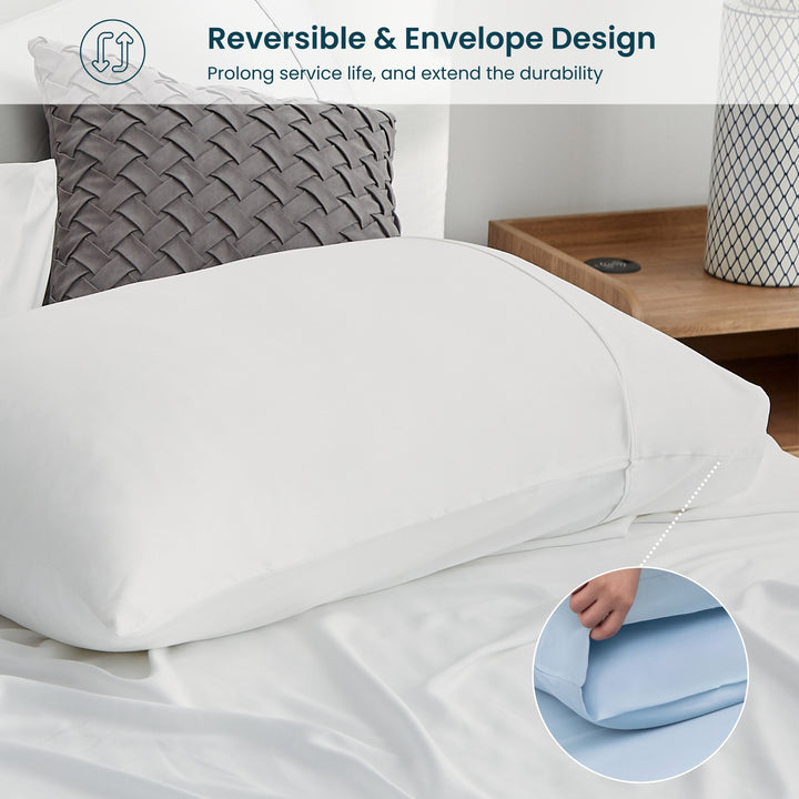 Bright White Bamboo Pillowcases by GOKOTTA - Image 4