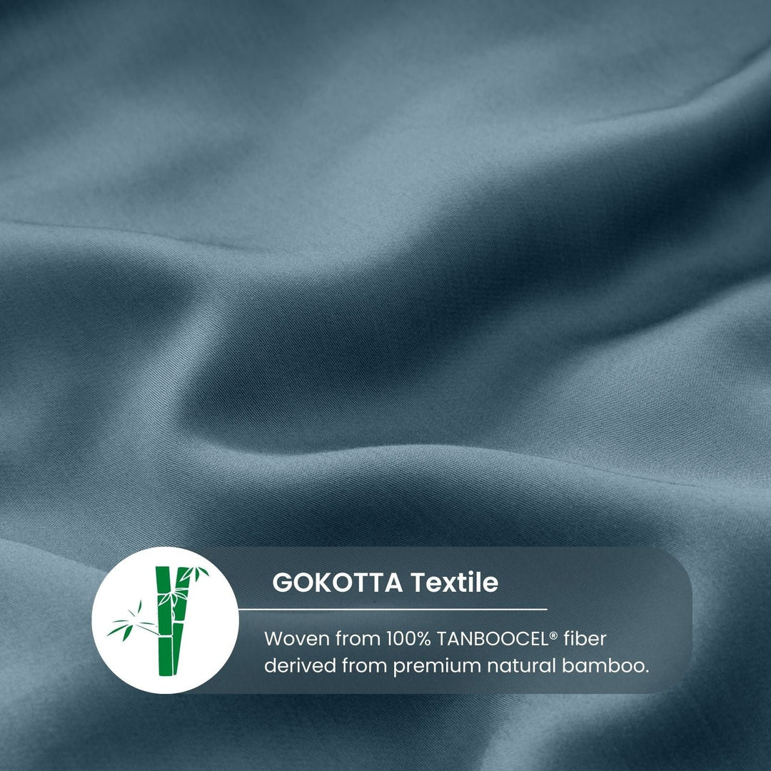 GOKOTTA Bamboo Rayon Duvet Cover Set in Blue - Image 3