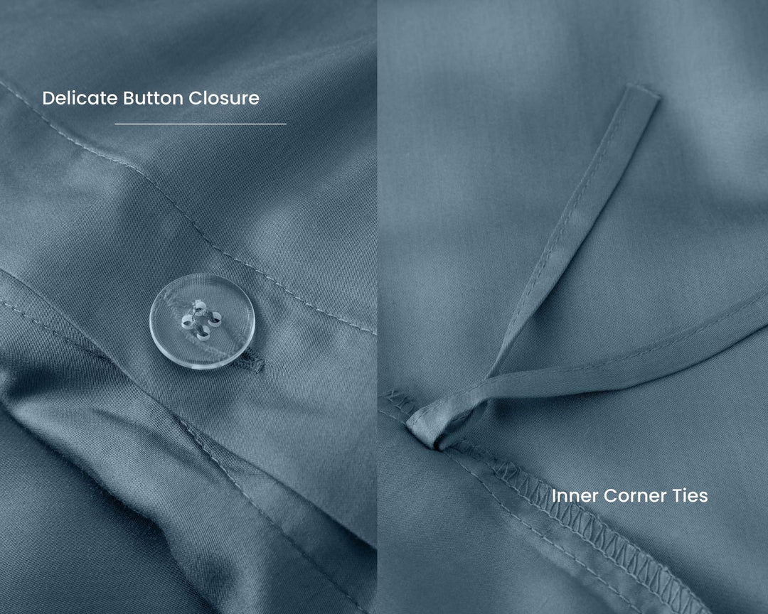 GOKOTTA Bamboo Rayon Duvet Cover Set in Blue - Image 5