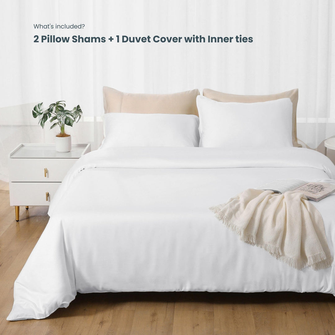 GOKOTTA Bamboo Rayon Duvet Cover Set in Bright White - Image 7