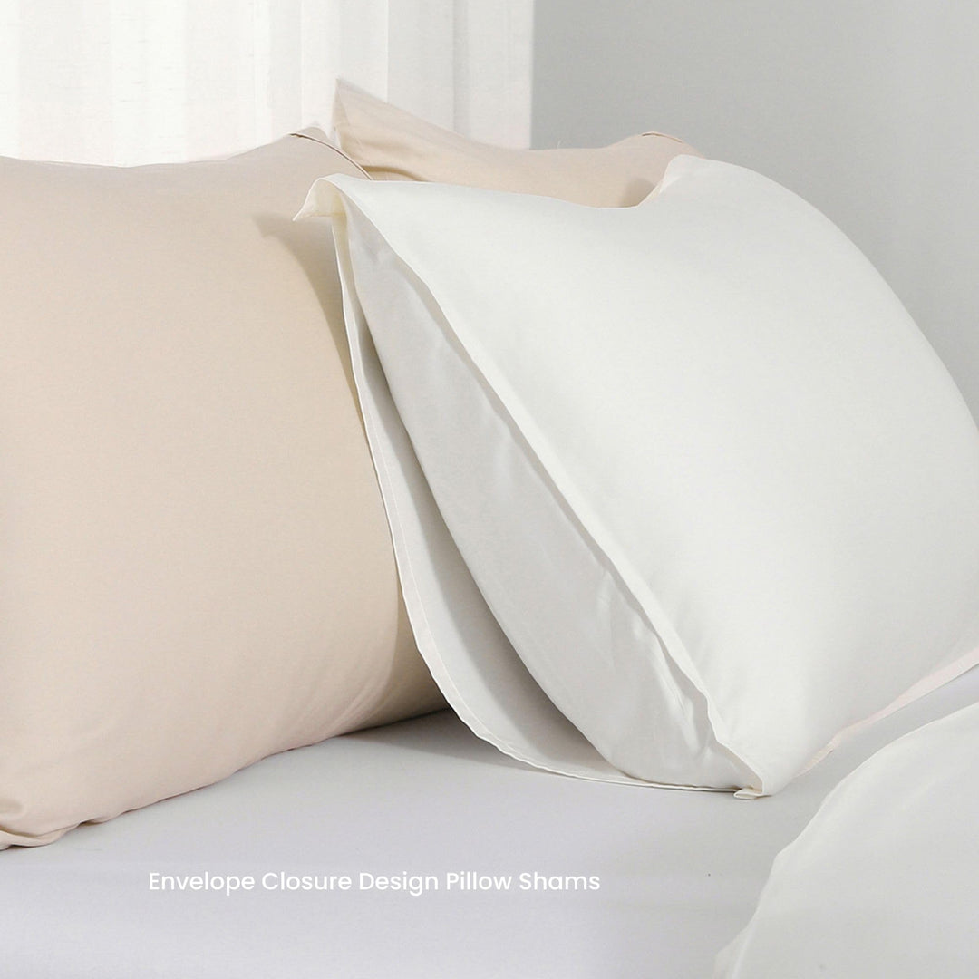 GOKOTTA Bamboo Rayon Duvet Cover Set in Cream White - Image 7