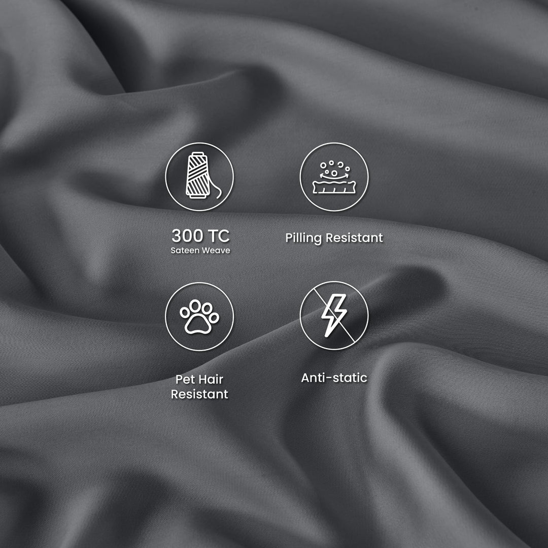 GOKOTTA Bamboo Rayon Fitted Sheet and Pillow Case-darkgrey2