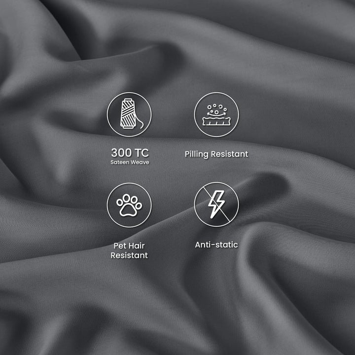 GOKOTTA Bamboo Rayon Fitted Sheet and Pillow Case-darkgrey2