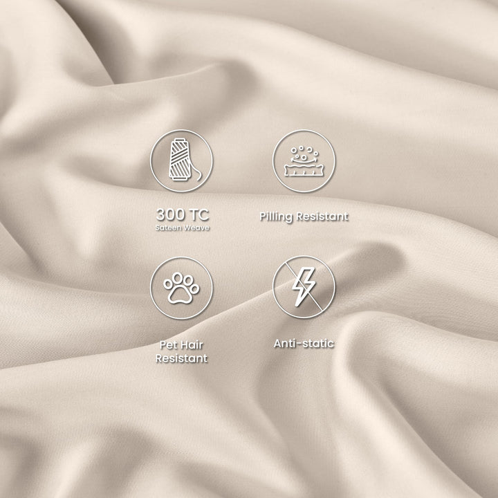 GOKOTTA Bamboo Rayon Fitted Sheet and Pillow Case-lightbeige2