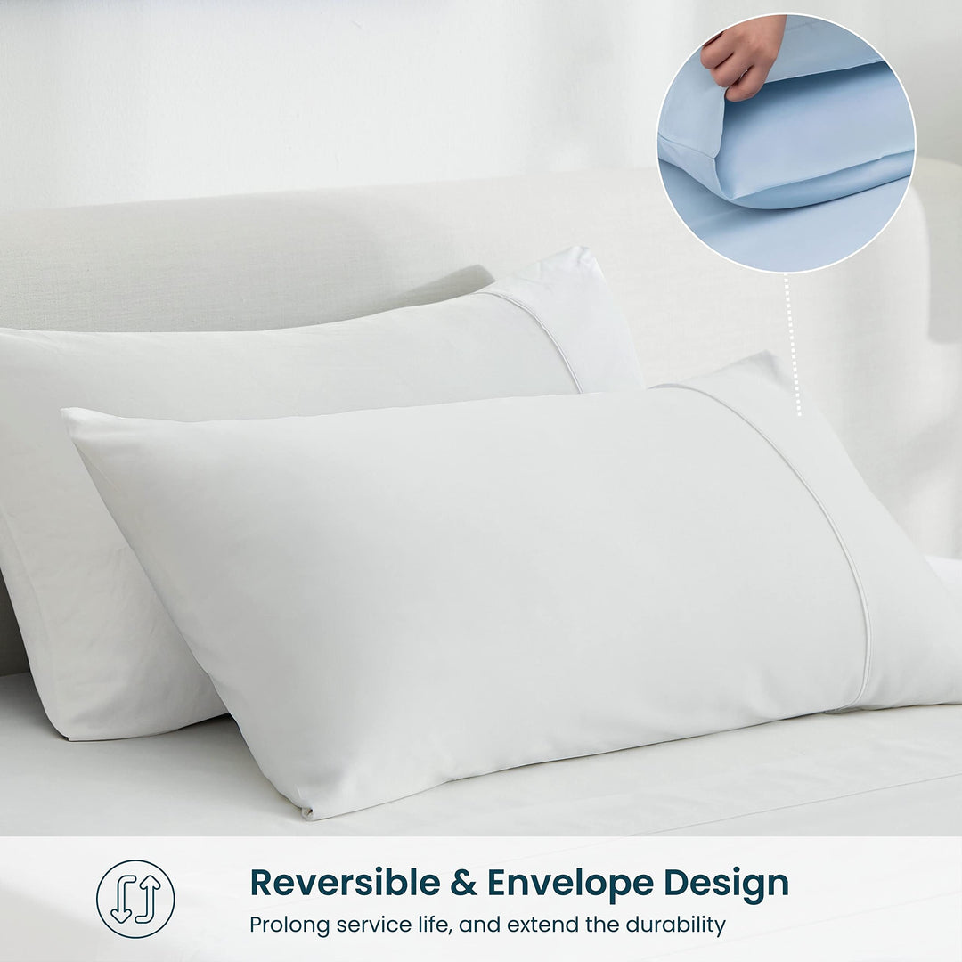 GOKOTTA Bamboo Rayon Fitted Sheet and Pillow Case in Bright White - Image 6
