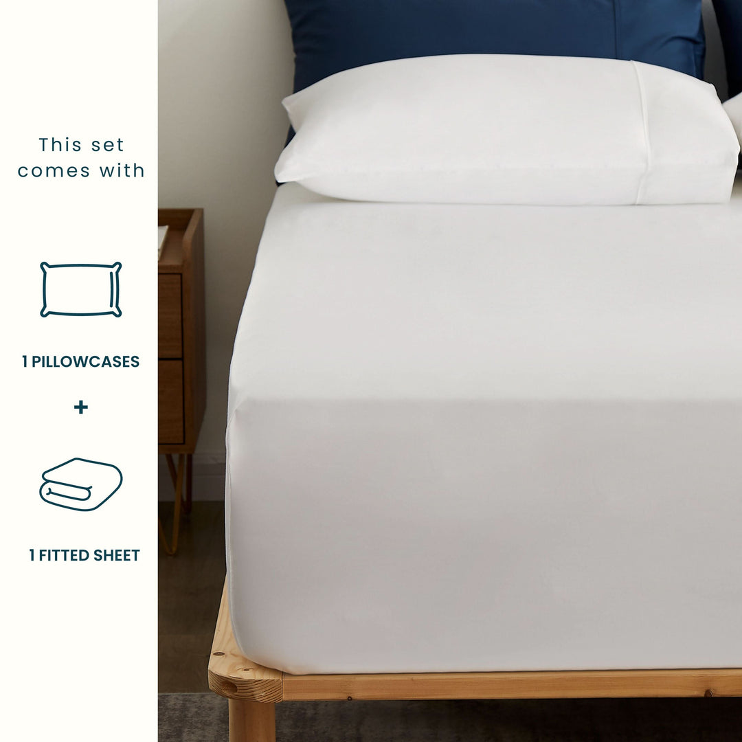 GOKOTTA Bamboo Rayon Fitted Sheet and Pillow Case in Cream White - Image 7