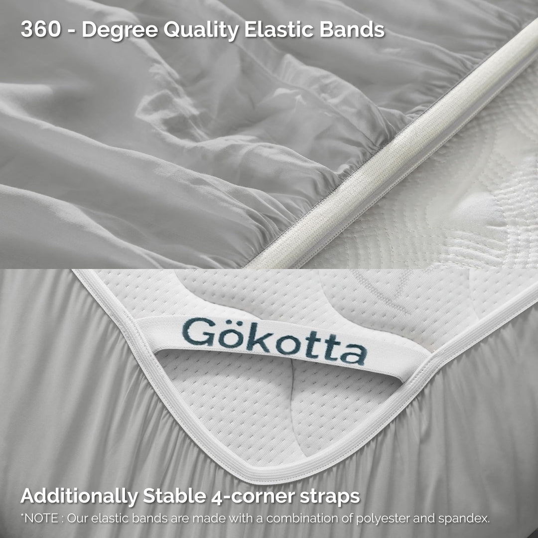 GOKOTTA Bamboo Rayon Fitted Sheet and Pillow Case in Grey - Image 2