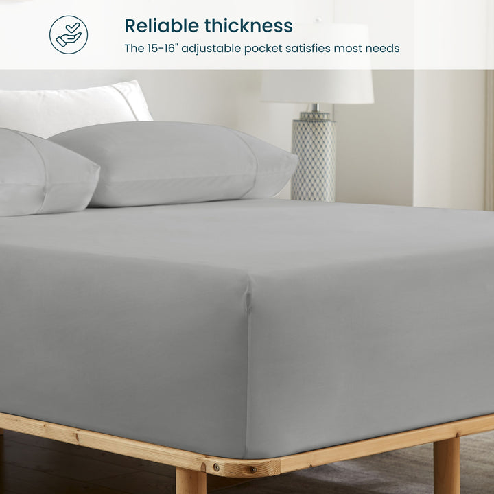 GOKOTTA Bamboo Rayon Fitted Sheet and Pillow Case in Grey - Image 3