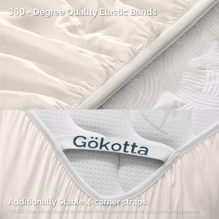 GOKOTTA Bamboo Rayon Fitted Sheet and Pillow Case in Light Beige - Image 2