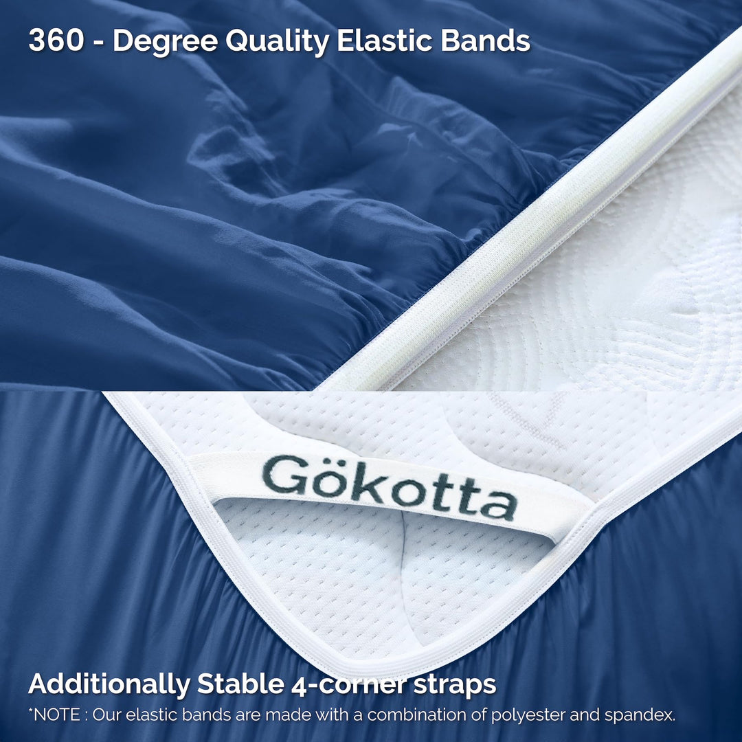 GOKOTTA Bamboo Rayon Fitted Sheet and Pillow Case in Navy Blue - Image 2
