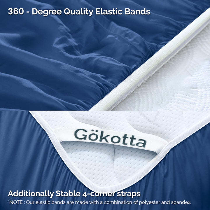GOKOTTA Bamboo Rayon Fitted Sheet and Pillow Case in Navy Blue - Image 2