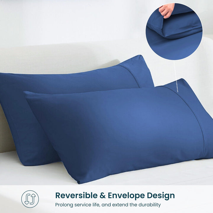 GOKOTTA Bamboo Rayon Fitted Sheet and Pillow Case in Navy Blue - Image 4