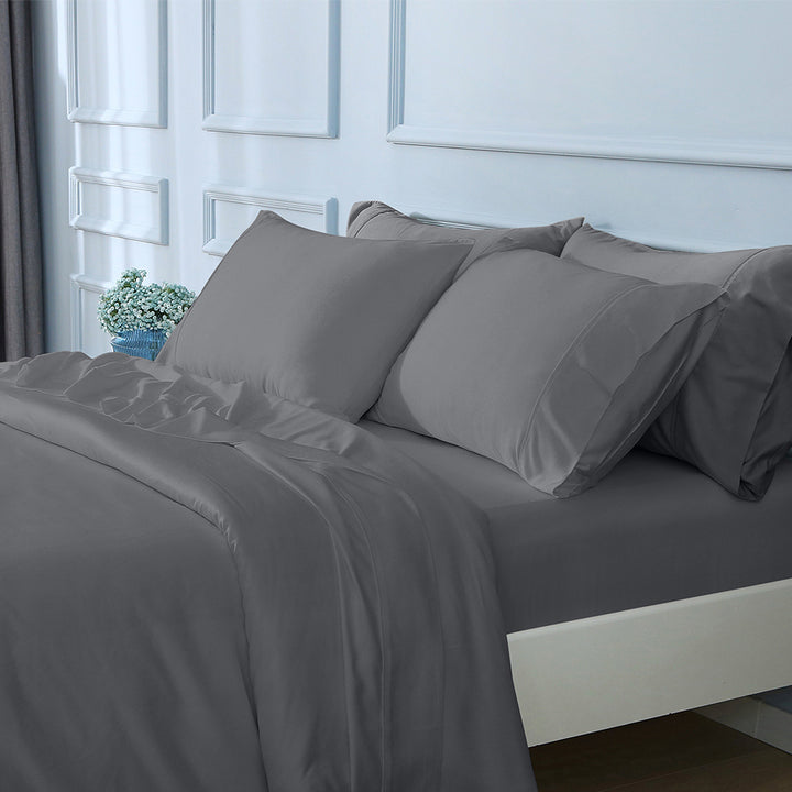 GOKOTTA Bamboo Sheet Set - BreezeComfort - Dark Grey 9