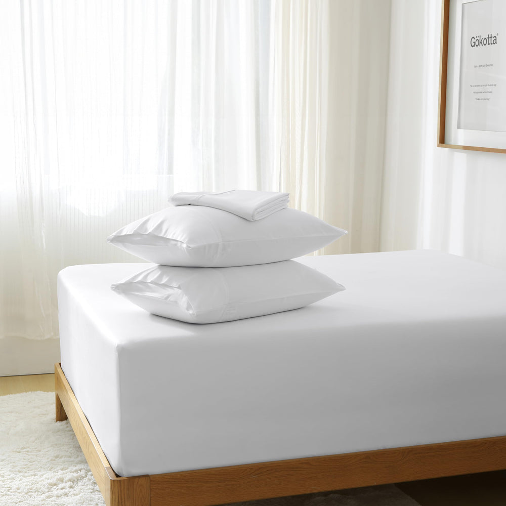 GOKOTTA Bed Sheets Set - AllSeason - Bright White 1