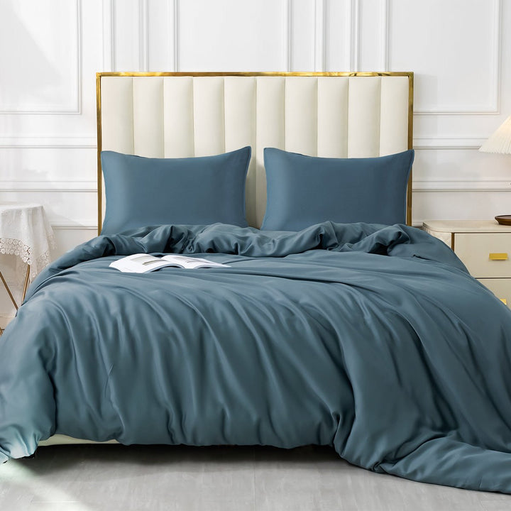 GOKOTTA Blue Bamboo Duvet Cover, showcasing its soft and luxurious texture.