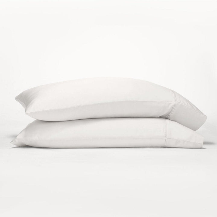 GOKOTTA Bright White Reversible Pillowcases, showcasing their soft and luxurious texture.