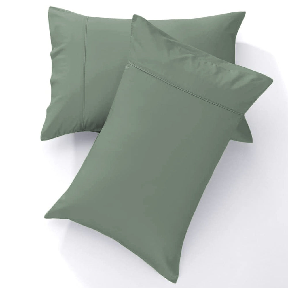 GOKOTTA Green Reversible Pillowcases, showcasing their soft and luxurious texture.