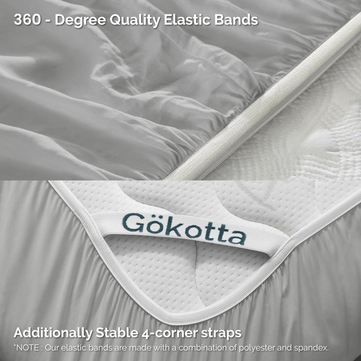 Close-up of the four elastic corner straps for secure fit on the mattress.