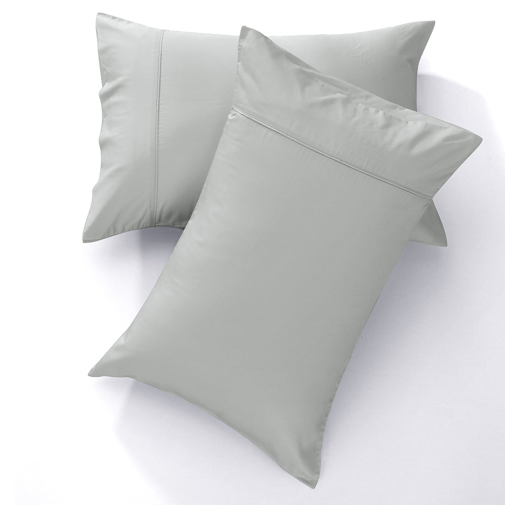 GOKOTTA Grey Reversible Pillowcases, showcasing their soft and luxurious texture.