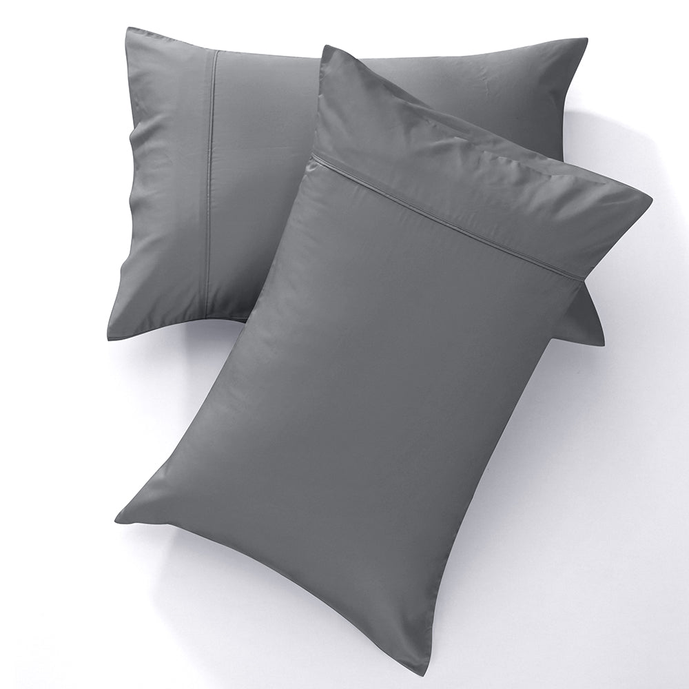 GOKOTTA grey Reversible Pillowcases, showcasing their soft and luxurious texture.