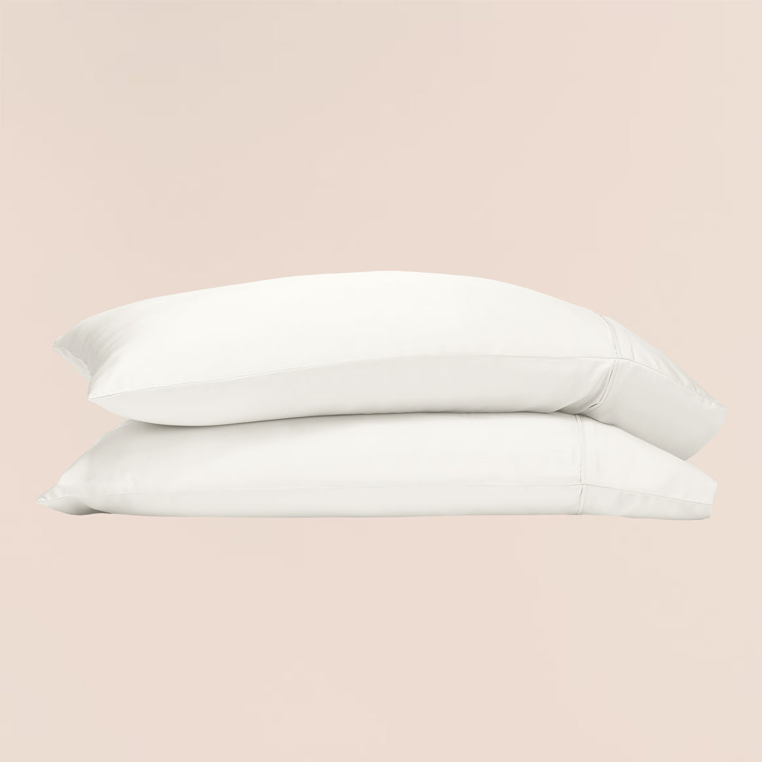 GOKOTTA Cream White Reversible Pillowcases, showcasing their soft and luxurious texture.