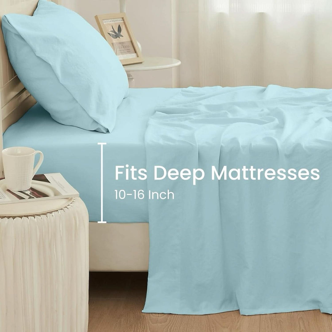 Ultra Soft Brushed Microfiber Bed Sheets Set, Baby Blue
