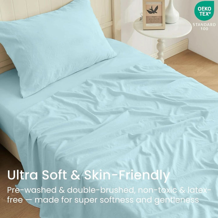 Ultra Soft Brushed Microfiber Bed Sheets Set, Baby Blue