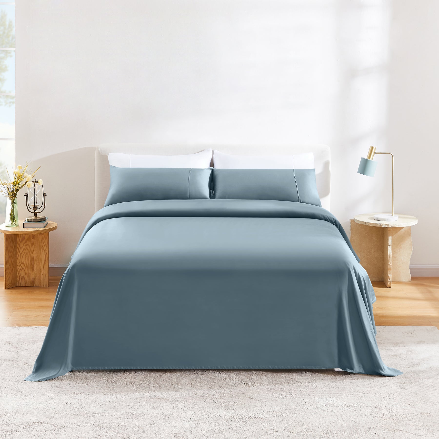 GOKOTTA 100% Rayon from Bamboo Cooling Sheets Set 4 PCS, Blue