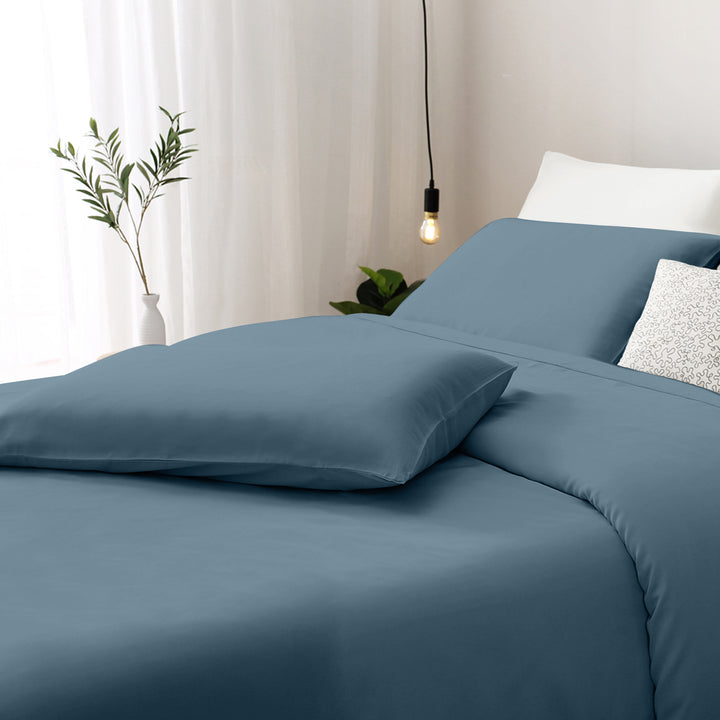 GOKOTTA Bamboo Rayon Duvet Cover Set, Blue