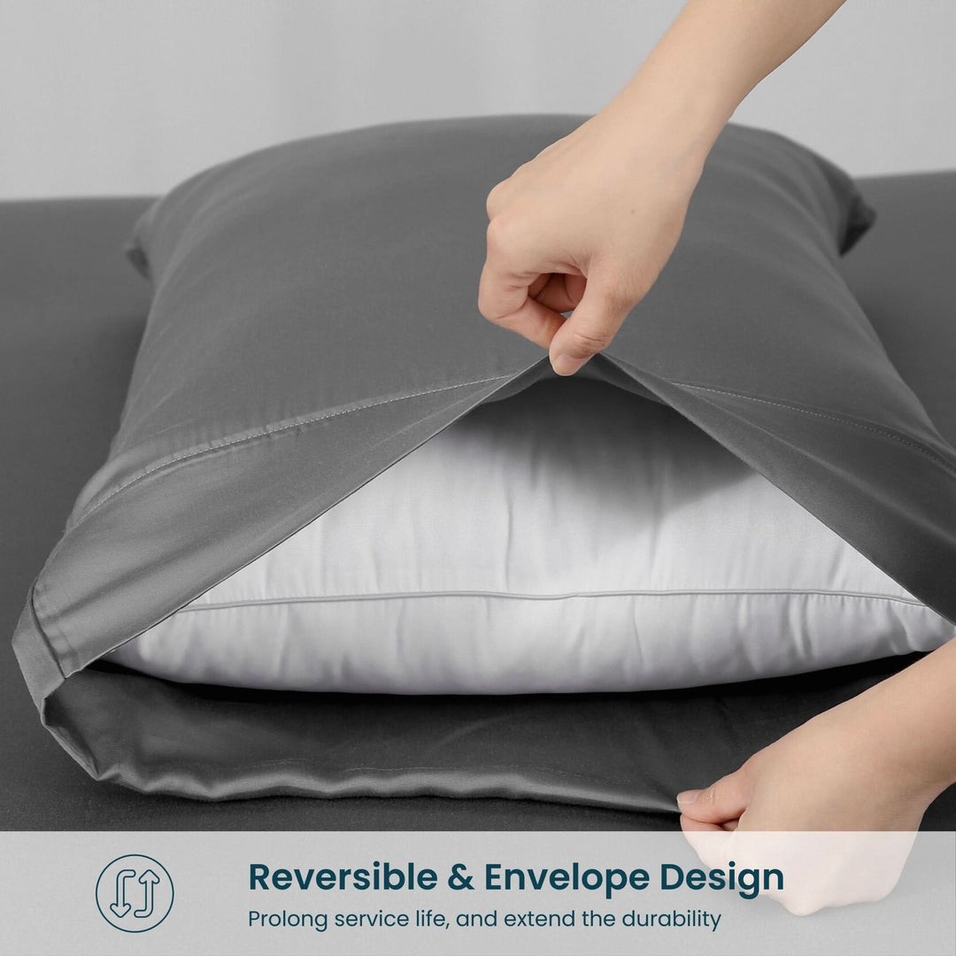 Bamboo Cooling Pillowcases Set, Dark Grey - GOKOTTA