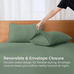 Bamboo Cooling Pillowcases Set, Green - GOKOTTA