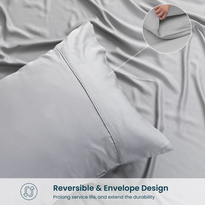 Bamboo Cooling Pillowcases Set, Grey - GOKOTTA