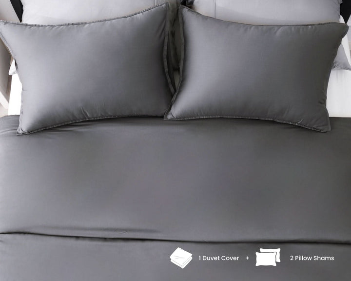 Bamboo Duvet Cover Set - Grey - GOKOTTA