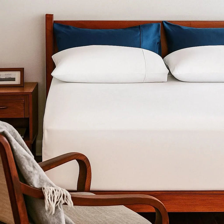 Bamboo Fitted Sheet & Pillowcase Set, Cream White - GOKOTTA