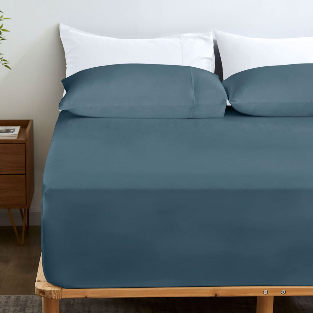 Bamboo Fitted Sheet & Pillowcase Set, Royal Blue - GOKOTTA