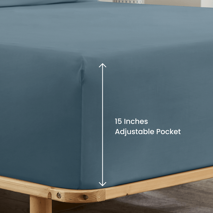 Bamboo Fitted Sheet & Pillowcase Set, Royal Blue - GOKOTTA