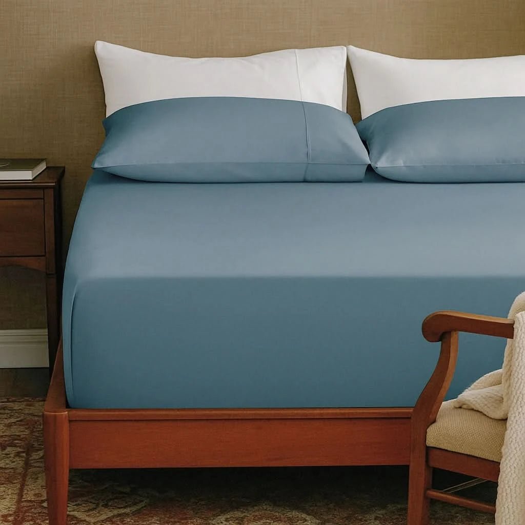 Bamboo Fitted Sheet & Pillowcase Set, Royal Blue - GOKOTTA