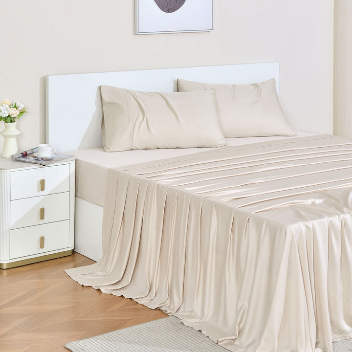 GOKOTTA Bamboo Sheet Set - BreezeComfort, Light Beige